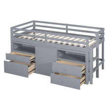 Load image into Gallery viewer, Loft Bed With 4 Drawers, Underneath Cabinet And Shelves
