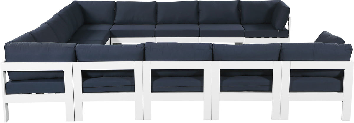 Nizuc - Outdoor Patio 13 Piece Modular Sectional With White Frame