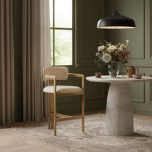 Load image into Gallery viewer, Aurum - Linen Textured Fabric Upholstered Counter Stool
