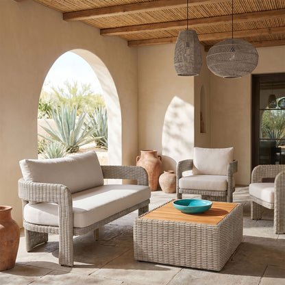 Sandbay - Olefin Water Resistant Fabric And Wicker Outdoor Patio Loveseat