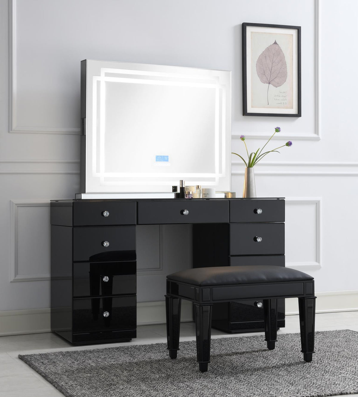G-316 - Glamour Dresser & Stool - Black