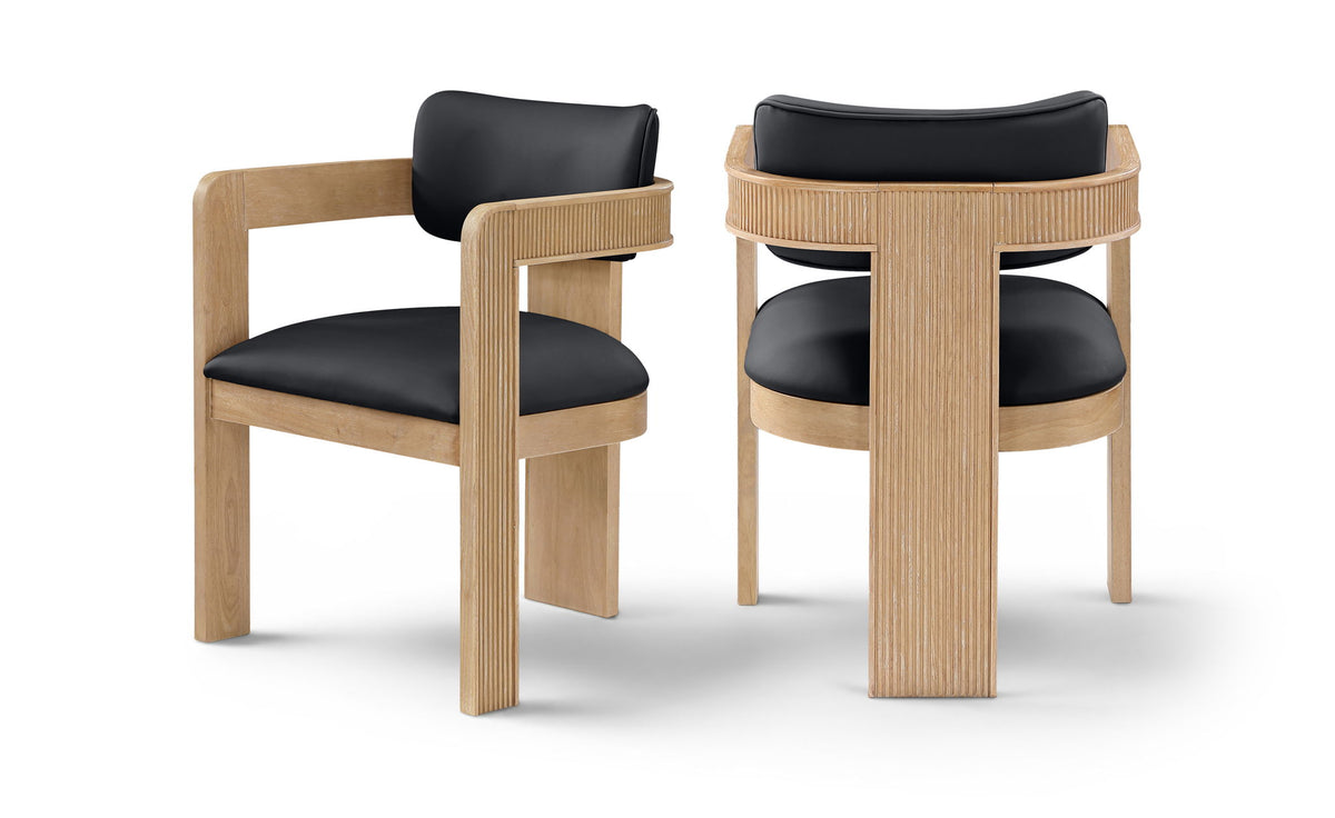 Sacha - Vegan Leather Upholstered Dining Chair With Natural Base (Set of 2)