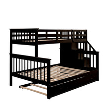 Load image into Gallery viewer, Bunk Bed With Twin Size Trundle, Storage And Guard Rail For Bedroom
