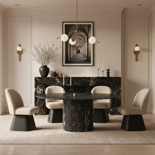 Load image into Gallery viewer, Marlowe - Linen Textured Fabric Upholstered Swivel Dining Side Chair - Stained Black
