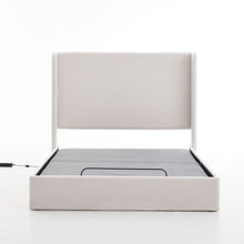 Load image into Gallery viewer, Caron - Queen Size Upholstered Wingback Bed With Adjustable Base Bundle Set - Ivory
