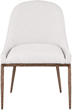 Load image into Gallery viewer, Ferro - Linen Textured Performance Fabric Upholstered Dining Side Chair - Cream / Brushed Bronze
