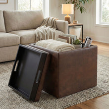 Load image into Gallery viewer, Rockwood - Upholstered Cube Storage Ottoman With Tray
