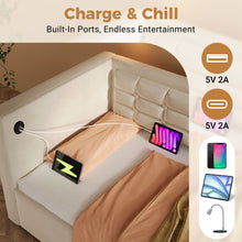 Load image into Gallery viewer, Upholstered Hydraulic Storage Daybed With USB &amp; Type C Charging
