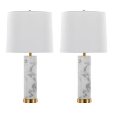Load image into Gallery viewer, Marabella - Contemporary Marble Table Lamp (Set of 2) - Brass / White
