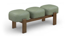 Load image into Gallery viewer, Woodcrest - Vegan Leather Upholstered Bench - Painted Brown Walnut Base
