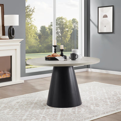 D178 - Melamin Round Dining Table - Black / Ivory