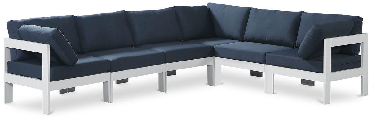 Nizuc - Outdoor Patio 6 Piece Modular Sectional With White Frame