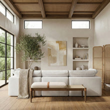 Load image into Gallery viewer, Nara - Linen Textured Fabric Upholstered Bench - Painted Brown Walnut
