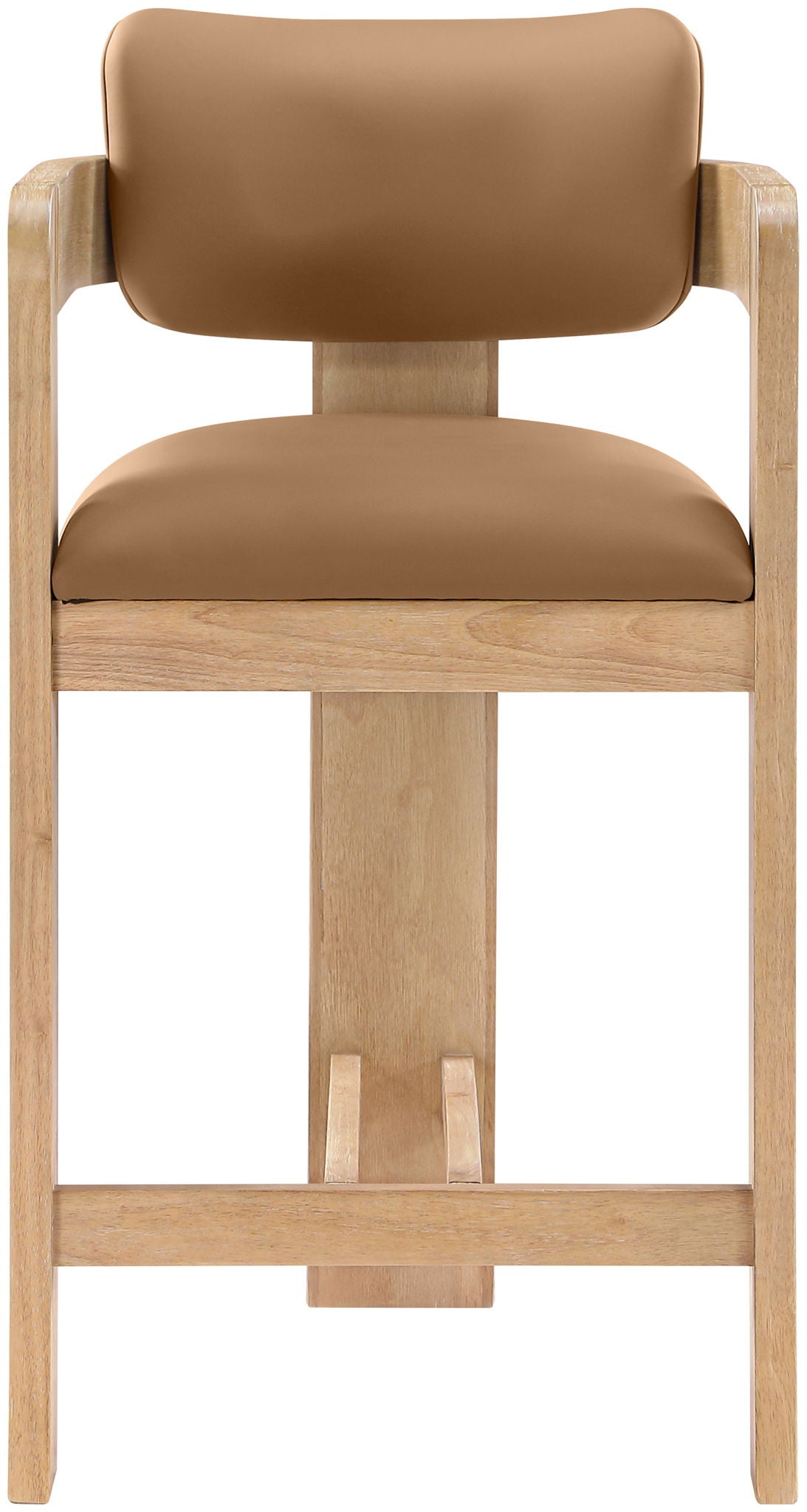 Sacha - Vegan Leather Upholstered Counter Stool With Natural Base