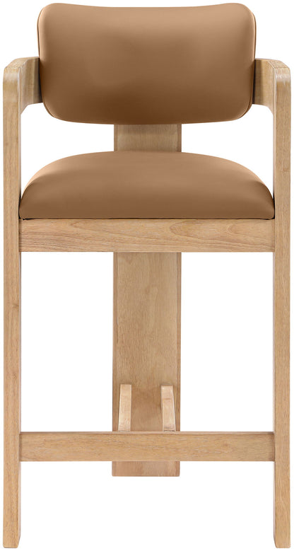 Sacha - Vegan Leather Upholstered Counter Stool With Natural Base