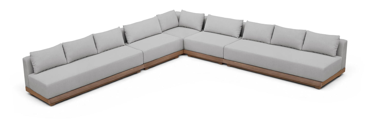 Solace - Olefin Fabric 5 Piece Outdoor Patio Modular Sectional