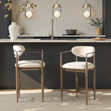 Load image into Gallery viewer, Artemis - Mixed Material Upholstered Counter Stool - Warm White
