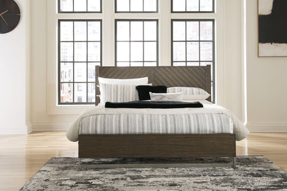 Arkenton - 5 Pc. - Dresser, Mirror, King Panel Bed - Grayish Brown