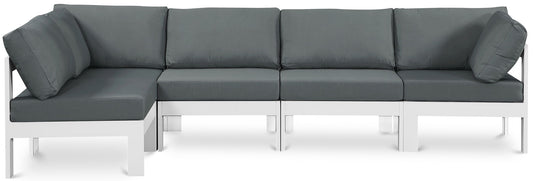 Nizuc - Outdoor Patio 5 Piece Modular Sectional With White Frame