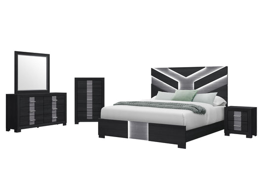 Optimus - 5 Piece Full Bedroom Set - Black