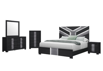 Optimus - Queen Bed With LED - Black