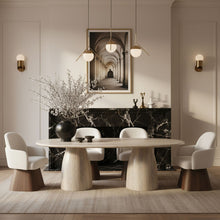 Load image into Gallery viewer, Marlowe - Linen Textured Fabric Upholstered Swivel Dining Arm Chair - Stained Brown
