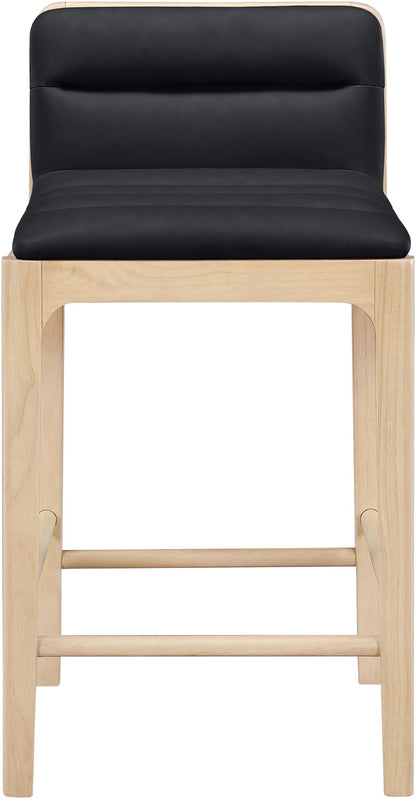 Ellis - Vegan Leather Upholstered Counter Stool (Set of 2) - Natural Base