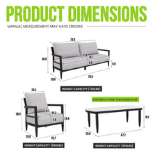 Load image into Gallery viewer, Outdoor Conversation Set With Chairs, Bench Sofa, Tables, Sunbrella Cushions
