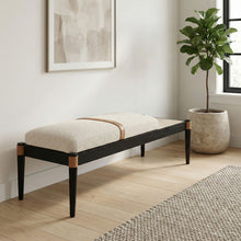 Load image into Gallery viewer, Nara - Linen Textured Fabric Upholstered Bench - Painted Black
