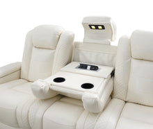Load image into Gallery viewer, U94 - LED Power Reclining With Power Headrest, Bluetooth Speaker, And Drop Down Table Loveseat - White
