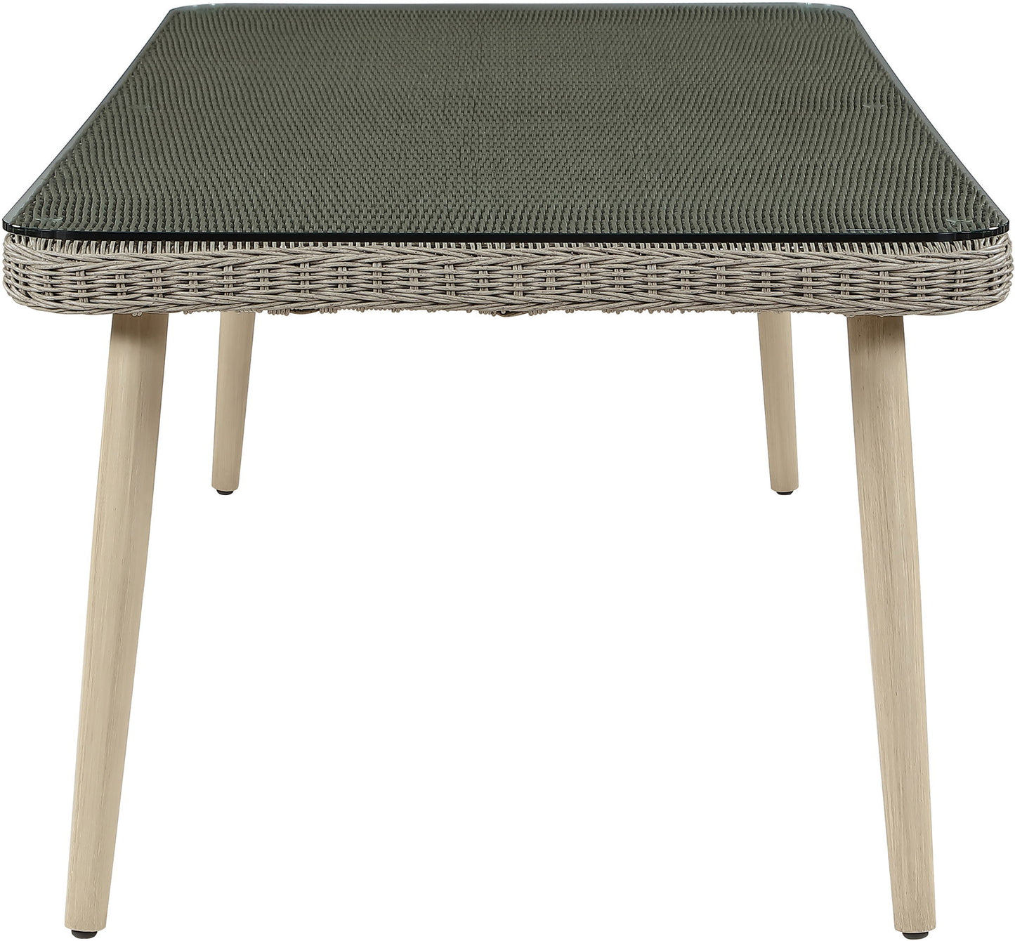 Seacrest - Tempered Glass Top And Wicker Outdoor Patio Dining Table