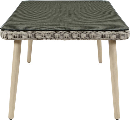 Seacrest - Tempered Glass Top And Wicker Outdoor Patio Dining Table