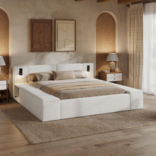 Load image into Gallery viewer, Upholstered Platform Bed Frame With Hidden Storage, Built-In Nightstands &amp; LED Reading Lights
