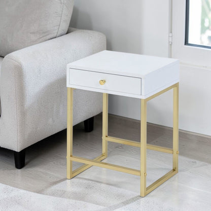 Coleen - Accent Table - White / Brass
