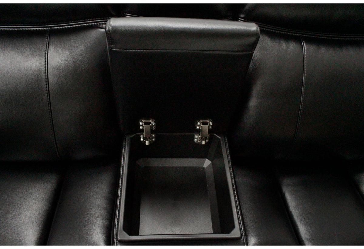 Um02 - Sectional PU LAF Power Console Reclining Loveseat With LED - Black