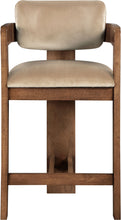Load image into Gallery viewer, Sacha - Velvet Stool With Brown Base

