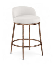 Load image into Gallery viewer, Ferro - Linen Textured Performance Fabric Upholstered Counter Stool - Cream / Brushed Bronze
