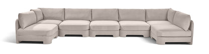 Hammond - Velvet Performance Fabric Upholstered 7 Piece U-Shaped Armless Sectional
