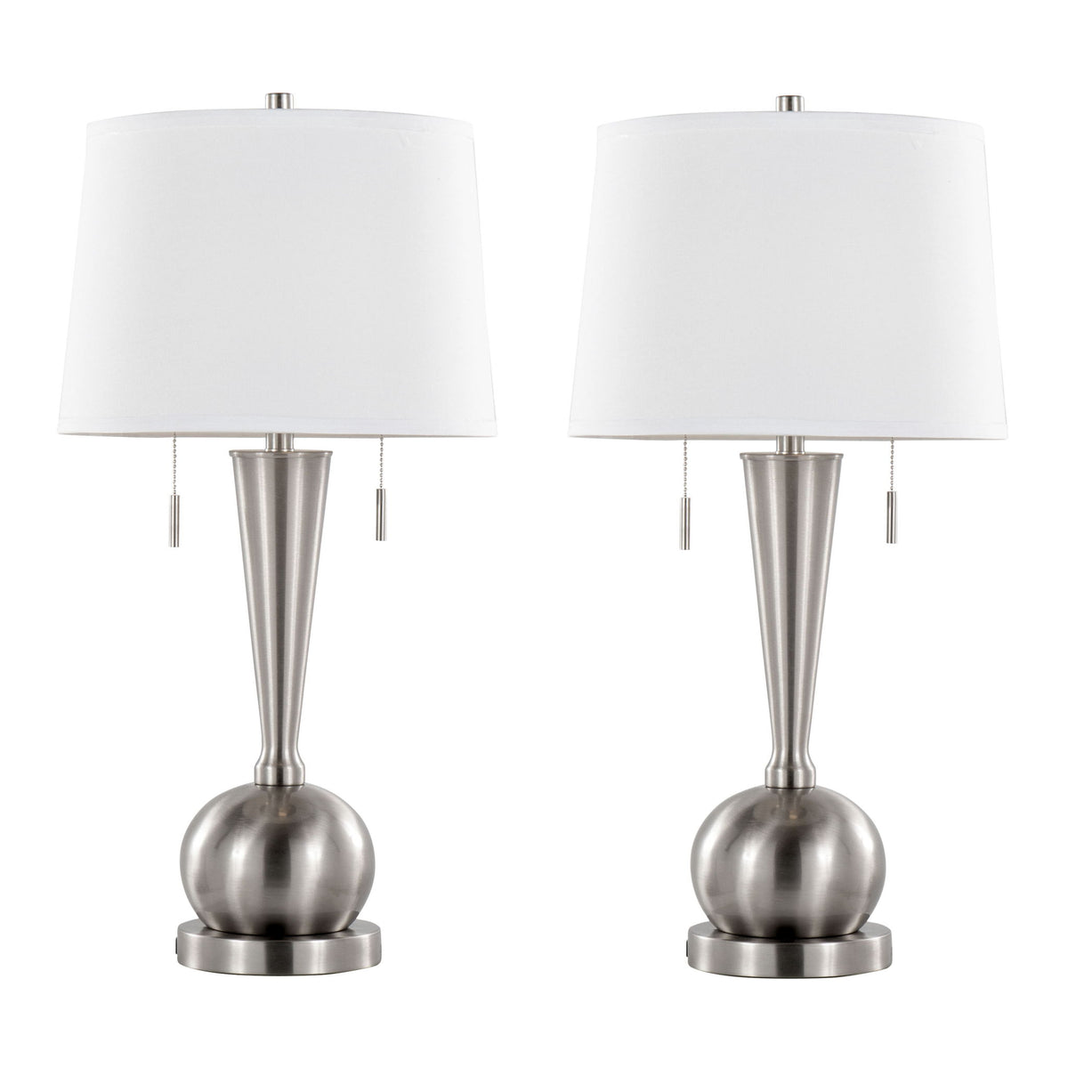 Jules - Contemporary Table Lamp Built In USB Port (Set of 2) - Brushed Nickel