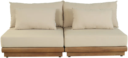 Mirella - 2 Piece Water Resistant Fabric 74" Upholstered Outdoor Patio Modular Armless Loveseat