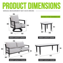 Load image into Gallery viewer, Outdoor Conversation Set With Chairs, Bench Sofa, Tables, Sunbrella Cushions
