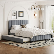 Load image into Gallery viewer, Platform UpholsteredBed With 2 Drawers And Twin Long Trundle
