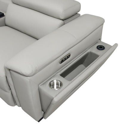 U25 - 3 Piece Power Reclining Sectional With Bluetooth Speaker, Wireless Charger, And Fridge - Gray - Ego Home Furniture