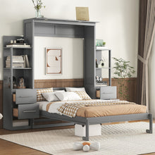 Load image into Gallery viewer, Murphy Wall Bed With LED Lights, Shelves And Drawers

