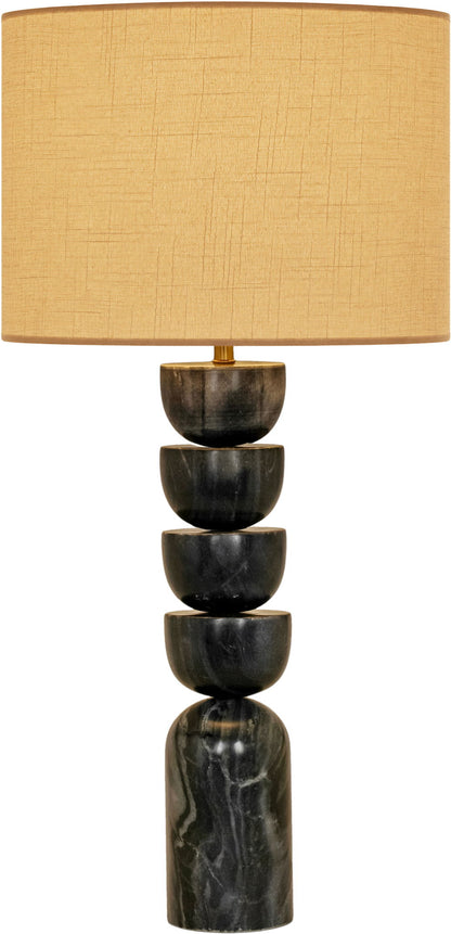 Opus - Genuine Marble, Linen Textured Fabric And Brass Table Lamp