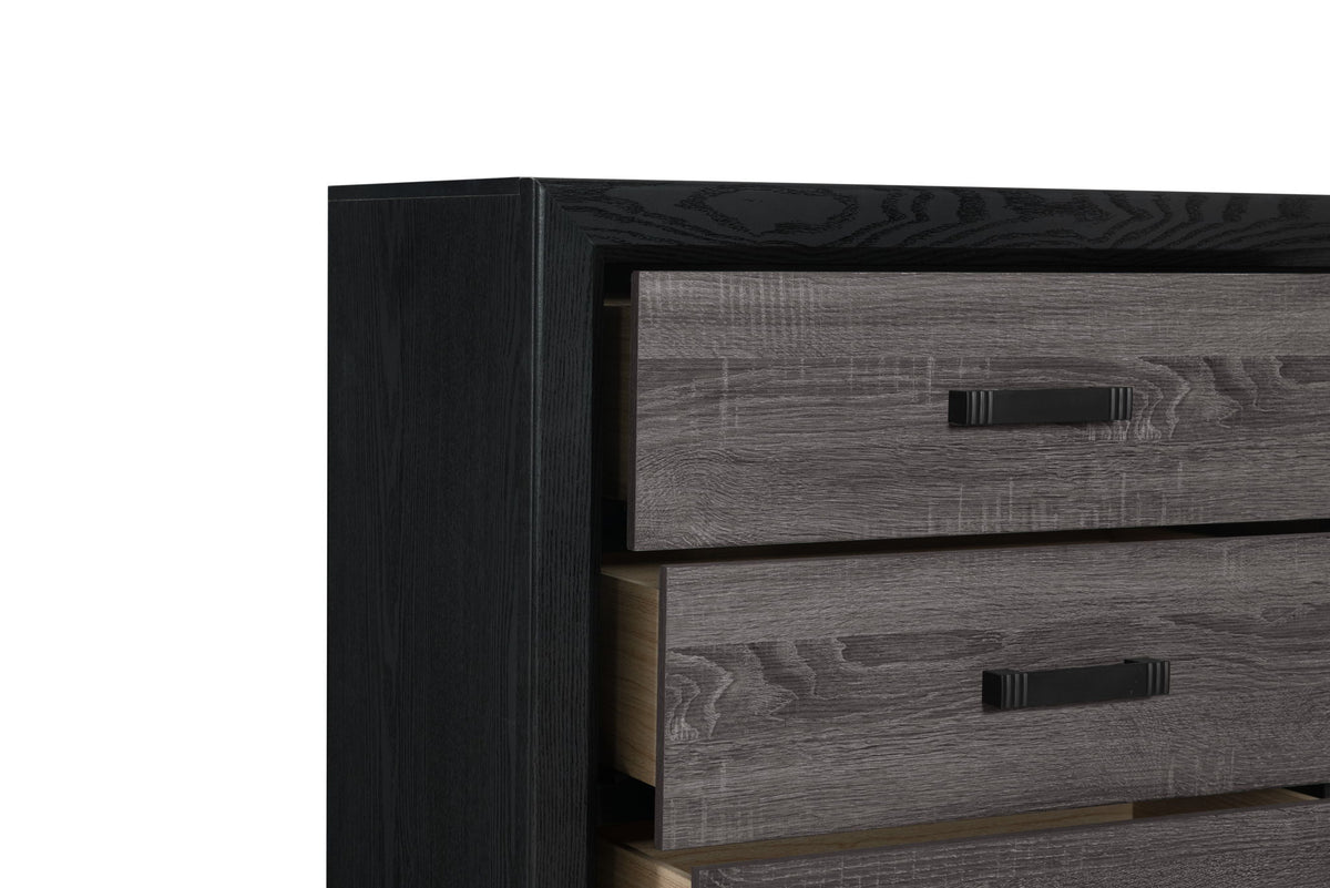 Lisbon - 5 Piece Twin Bedroom Set (Bookcase Twin Bed) - Black / Gray