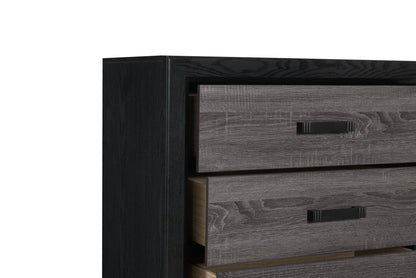 Lisbon - 5 Piece Twin Bedroom Set (Bookcase Twin Bed) - Black / Gray