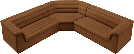Cascade - Velvet Modular Sectional - Saddle
