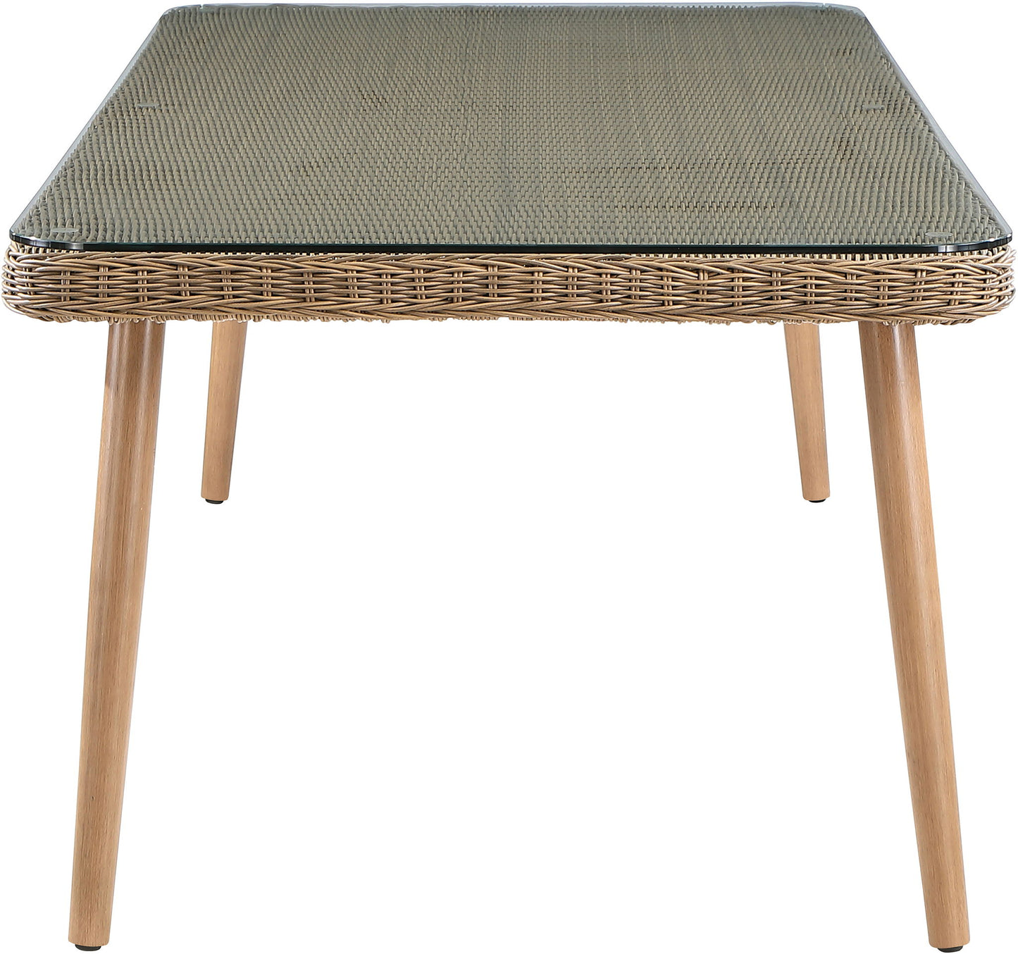 Seacrest - Tempered Glass Top And Wicker Outdoor Patio Dining Table