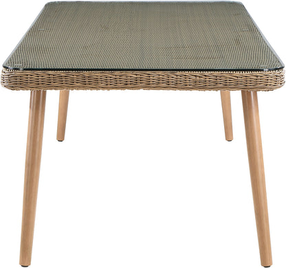 Seacrest - Tempered Glass Top And Wicker Outdoor Patio Dining Table